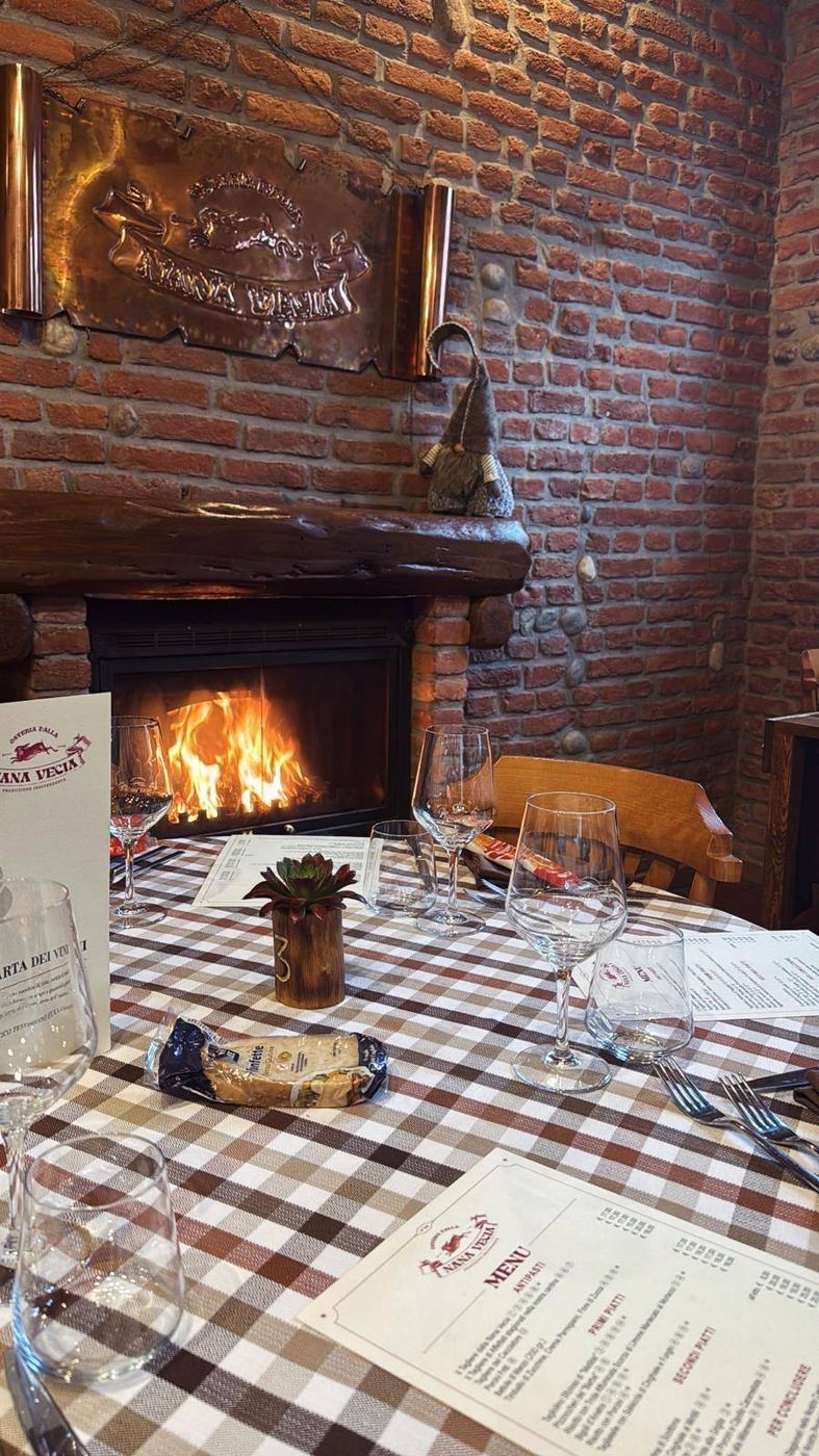 Table laid beside the fireplace